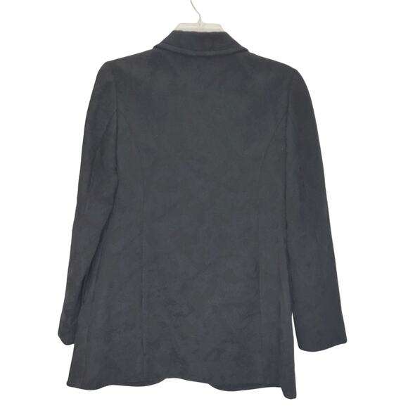 Per-Se Blazer Jacket Single Button Notch Textured Front Pockets Black Womens 2 - Picture 2 of 9